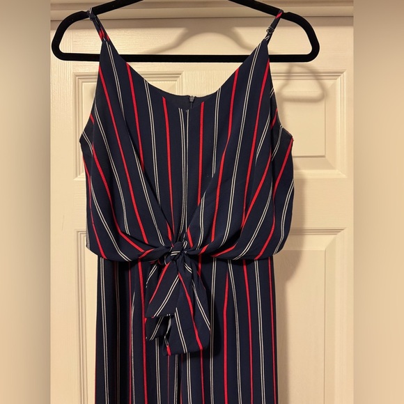 Monteau Blue and Red Tie Front Sleeveless Jumpsuit - Picture 4 of 13